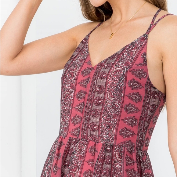 DOE & RAE Boho Chic Pink Cross Back Maxi Dress - Picture 2 of 9